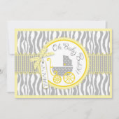 TWIN Baby Carriage, Zebra Print Yellow Baby shower Kaart (Voorkant)