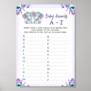 Twin baby dier spel douche spel twee olifanten poster