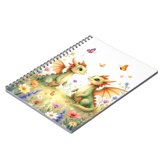 Twin Baby Dragons Fantasy Notitieboek (Linkerzijde)