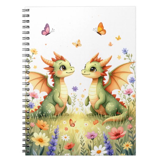 Twin Baby Dragons Fantasy Notitieboek (Voorkant)