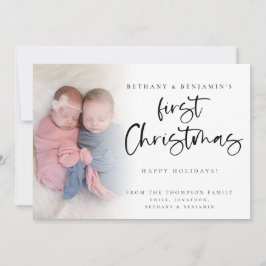 Twin Baby Eerste Kerstfoto 2024 Kalender Feestdagenkaart