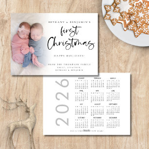 Twin Baby Eerste Kerstfoto 2024 Kalender Feestdagenkaart