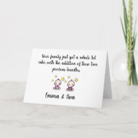 twin baby felicitaties kaart, namen, tweeling meis