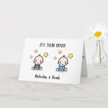 twin baby felicitatieskaart met namen