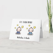 twin baby felicitatieskaart met namen kaart (Voorkant)