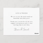 Twin baby foto geboorte aankondigingen modern (Achterkant)