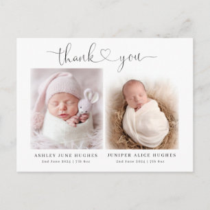 Twin baby foto geboorte aankondigingen modern