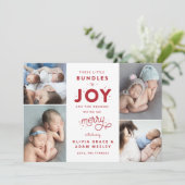 Twin Baby geboorteaankondiging Feestdagenkaart (Staand voorkant)