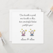 Twin Baby Gefeliciteerd met namen, Meisje & Jongen Kaart (Voorkant / Achterkant in situ)