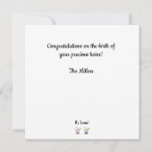 Twin Baby Gefeliciteerd met namen, Meisje & Jongen Kaart (Achterkant)