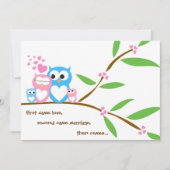 Twin Baby Girl and Boy Owl Baby shower Invitation Kaart (Voorkant)