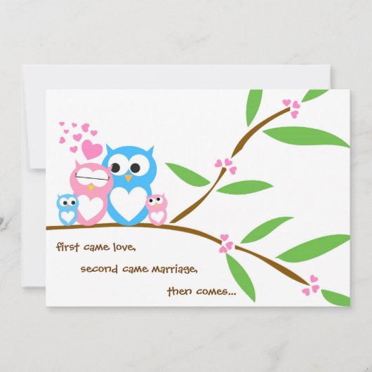 Twin Baby Girl and Boy Owl Baby shower Invitation Kaart (Voorkant)