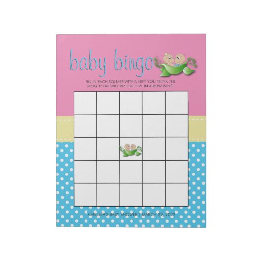 Twin Baby Girl & Boy Shower Game Notitieblok (Linkerzijde)