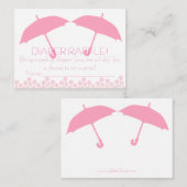 Twin Baby Girl Douche Luier Raffle Tickets Informatiekaartje (Voorkant / Achterkant)