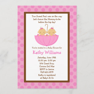 Twin Baby Girl Shower Kaart