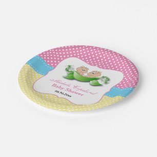 Twin Baby Girl Shower - Twee erwten in een pod Papieren Bordje