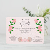 Twin Baby Girls Baby Shower Kaart (Staand voorkant)