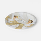 Twin Baby Girls Baptism Christening Gold White Papieren Bordje (Gekanteld)