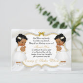 Twin Baby Girls Baptism Gold Cross Hartelijk dank Bedankkaart (Staand voorkant)