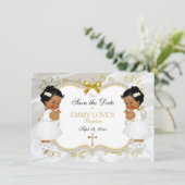 Twin Baby Girls Baptism Save Date White Cross Save The Date (Staand voorkant)