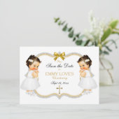 Twin Baby Girls Baptism Save Date White Cross Save The Date (Staand voorkant)