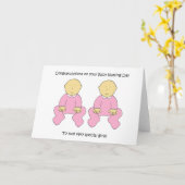 Twin Baby Girls Naming Day Gefeliciteerd. Kaart (Gele Bloem)