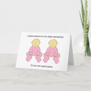 Twin Baby Girls Naming Day Gefeliciteerd. Kaart