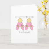 Twin Baby Girls Naming Day Gefeliciteerd. Kaart (Gele Bloem)