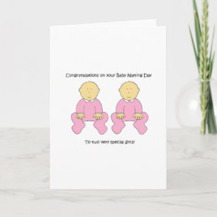 Twin Baby Girls Naming Day Gefeliciteerd. Kaart