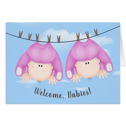 Twin Baby GIrls on Clothesline (Voorkant Horizontaal)