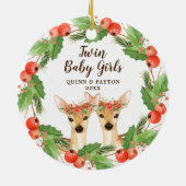 Twin Baby Girls Personalized Woodland Deer Fawns Keramisch Ornament (Achterkant)