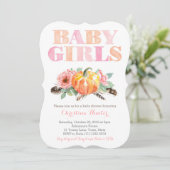 Twin Baby Girls pomkin Free Spirit Baby shower Kaart (Staand voorkant)