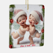 Twin Baby Kerstfeeën Keramisch Ornament (Rechts)