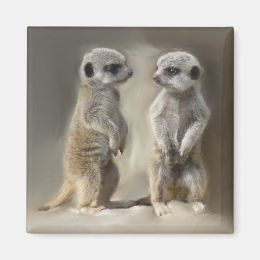 Twin baby Meerkats Magneet (Voorkant)