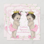 Twin Baby Meisje Douche Kaart (Voorkant / Achterkant)