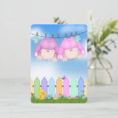 Twin Baby Meisje Douche Kaart (Staand voorkant)