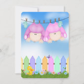 Twin Baby Meisje Douche Kaart (Voorkant)