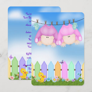 Twin Baby Meisje Douche Kaart