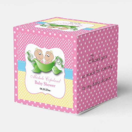 Twin Baby Meisje Douche - Twee Erwten In Een Pod Bedankdoosjes (Achterkant)