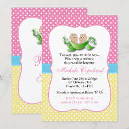 Twin Baby Meisje Douche - Twee Erwten In Een Pod Kaart