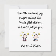 Twin Baby Meisje & Jongen Gefeliciteerd met namen,