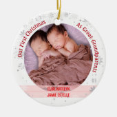 Twin Baby Meisjes 1e Kerstmis achter-grootouders F Keramisch Ornament (Voorkant)