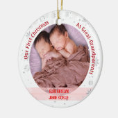Twin Baby Meisjes 1e Kerstmis achter-grootouders F Keramisch Ornament (Links)