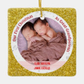 Twin Baby Meisjes 1e Kerstmis achter-grootouders F Keramisch Ornament (Voorkant)