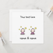 Twin Baby meisjes gefeliciteerd met namen, Kaart (Voorkant / Achterkant in situ)