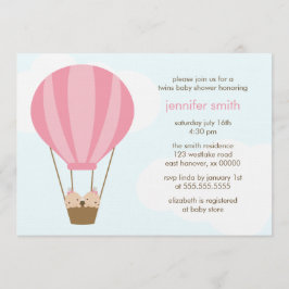 Twin Baby Meisjes in een roze ballon Baby shower Kaart