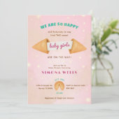 Twin Baby Meisjes Leuke Douche Sprinkle Kleurrijke Kaart (Staand voorkant)