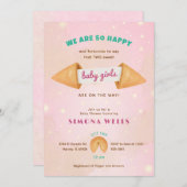 Twin Baby Meisjes Leuke Douche Sprinkle Kleurrijke Kaart (Voorkant / Achterkant)