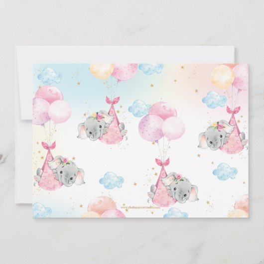 Twin Baby Meisjes Olifant Baby shower Sprinkle Bedankkaart (Achterkant)