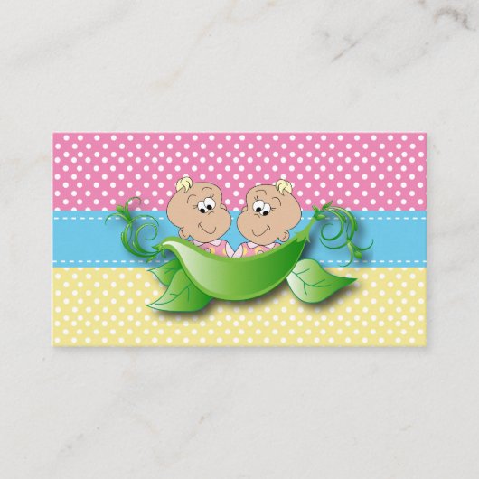 Twin Baby Meisjes - Twee Erwten In Een Pod Luier R Informatiekaartje (Voorkant)